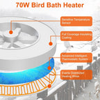 70W Bird Bath Deicer Aluminum Alloy Water Heater with Thermostat Auto Shutdown