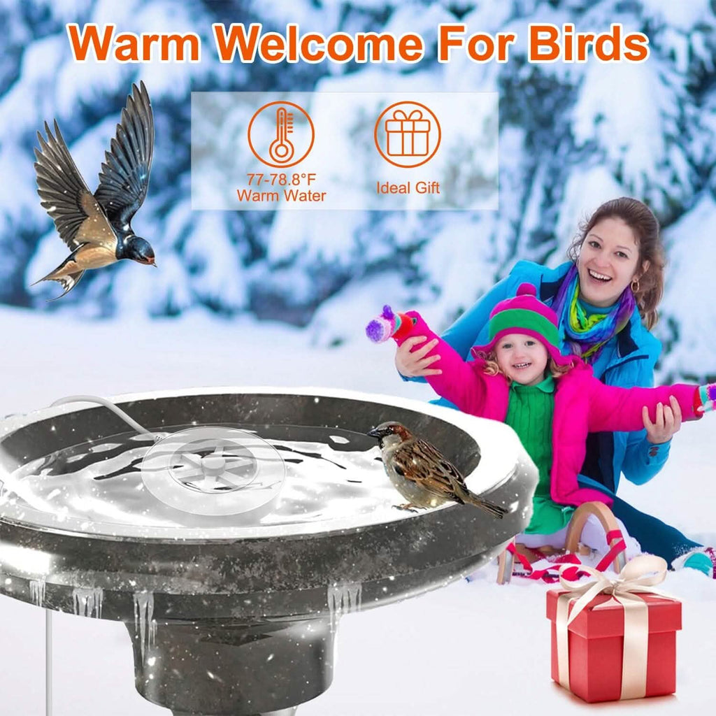 70W Bird Bath Deicer Aluminum Alloy Water Heater with Thermostat Auto Shutdown