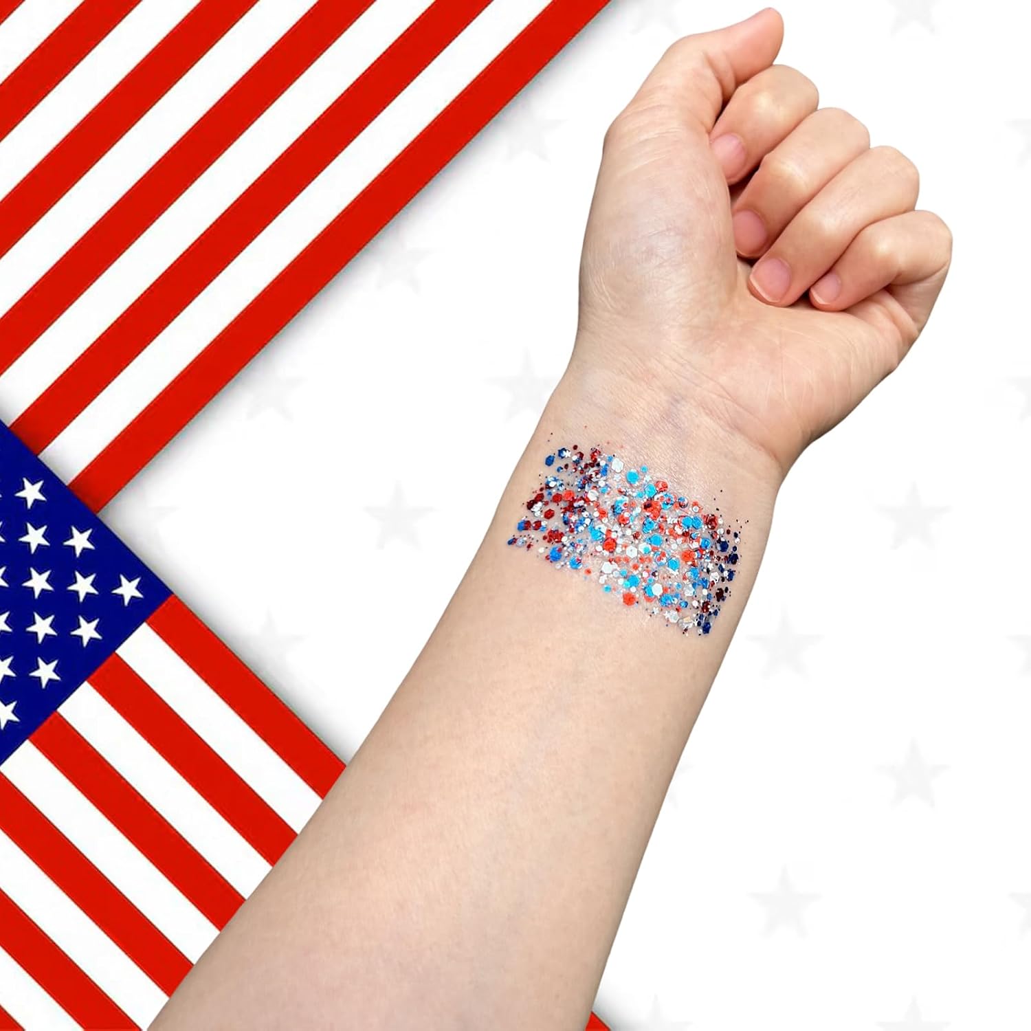 4th of July Glitter StickRed, White & Blue Body & Hair Sparkle