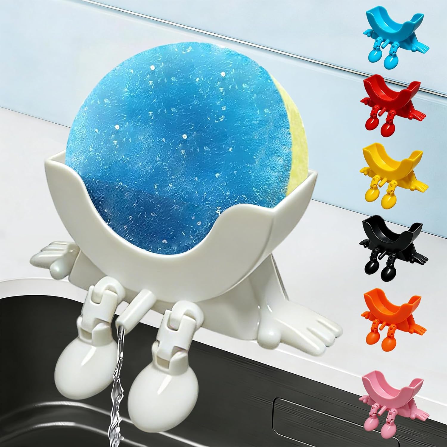 Cute Hanging Sponge Holder with Drainage,3D Printed Kitchen Funny Sponge Stand for Sink