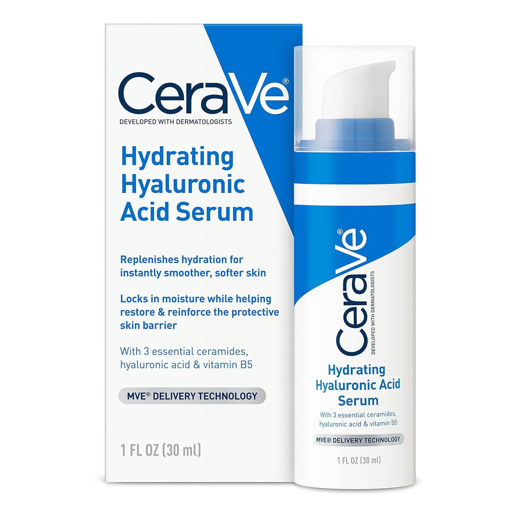 2 Pack Cerave Hyaluronic Acid Serum for Face with Vitamin B5 and Ceramides, Hydrating Face Serum