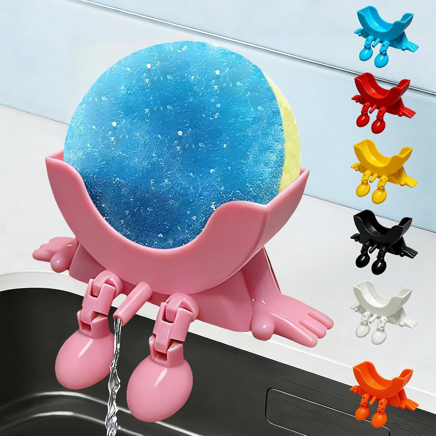 Cute Hanging Sponge Holder with Drainage,3D Printed Kitchen Funny Sponge Stand for Sink