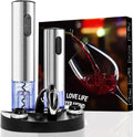 Electric Wine Bottle Opener Set with Vacuum Preserver, Automatic Corkscrew, Foil Cutter, Charging Base, Up to 30 Bottles per Charge