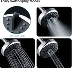 3 Spray Fixed Rainfall Shower Head with Adjustable Metal Swivel Ball Joint