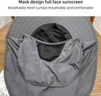Wide Brim Sun Hat, Men's Safari Hat, 360° Sun Protection, UPF50+, Shade Hat, Insect Repellent, Mesh, Breathable, UV Protection