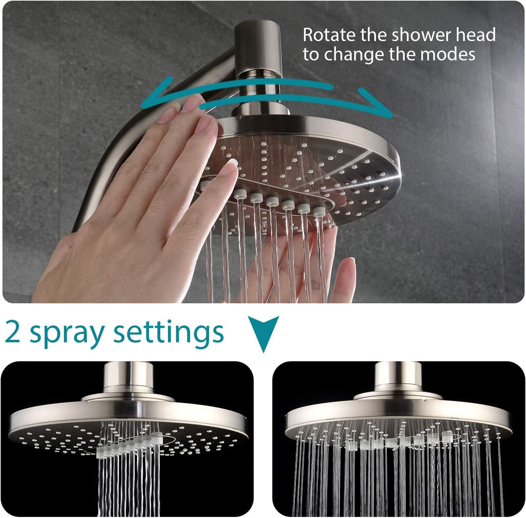 Bright Showers 6.3" 2-Spray Rainfall Shower Head with Adjustable Angles