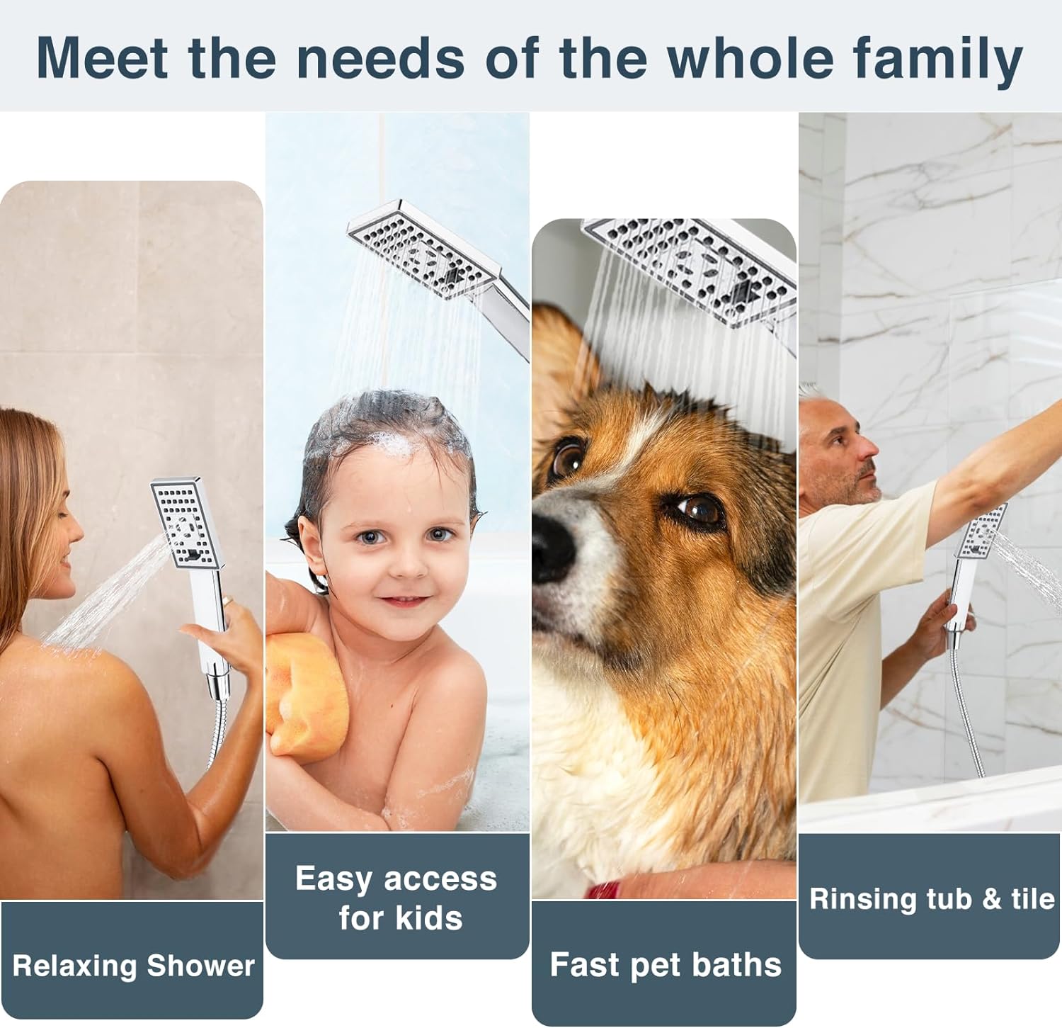 Dual Shower Head-Rain Shower Head with Handheld Shower Set, Diverter