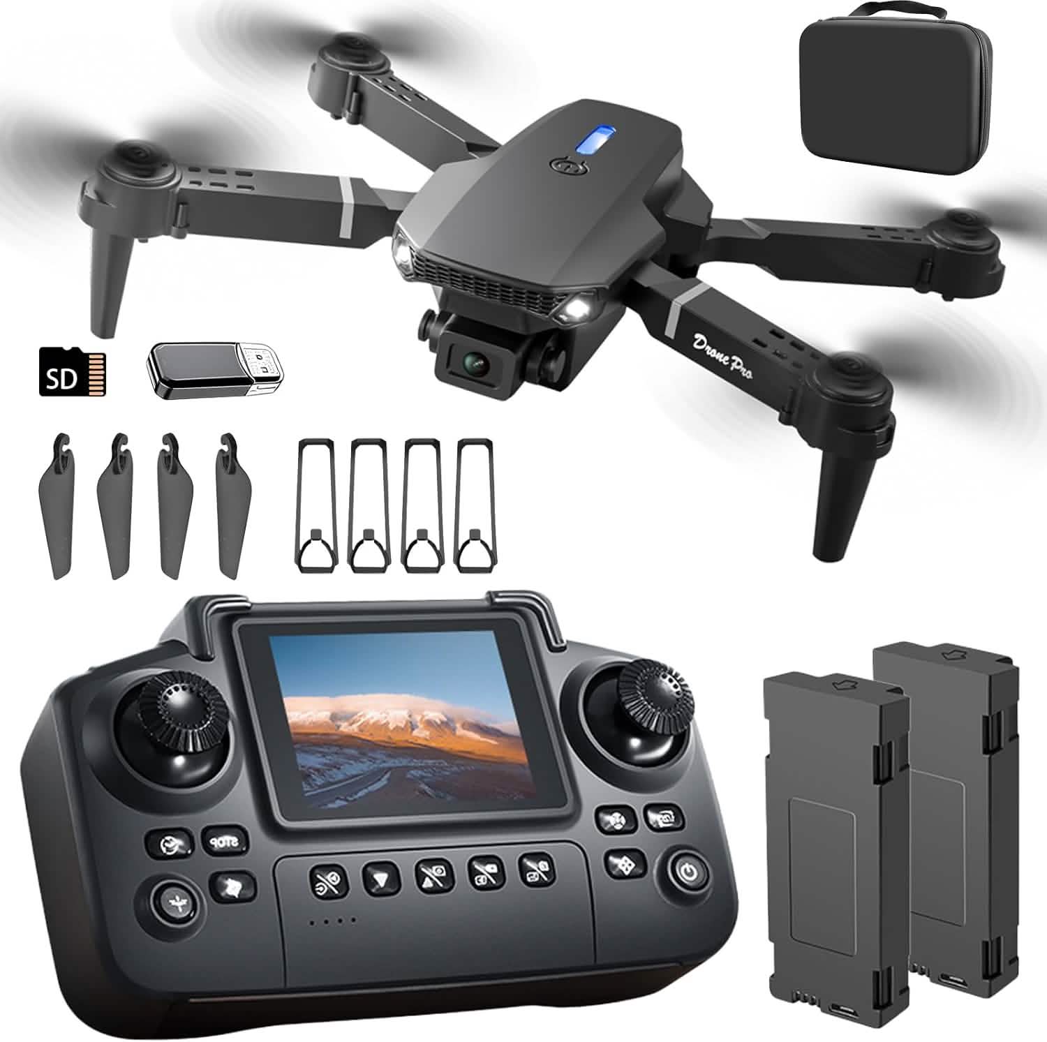 Drone MAX 2025 – Dual Camera, 1080p HD, 40min Battery, Obstacle Avoidance, Remote Control, USB Charging