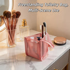 Free-Standing Clear Hanging Toiletry Bag, Foldable Waterproof EVA Cosmetic Organizer
