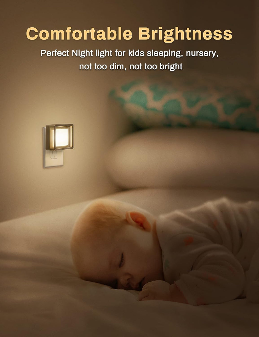 LED Night Light [2 Pack] with Dusk-to-Dawn Sensor, Dimmable, Adjustable Brightness