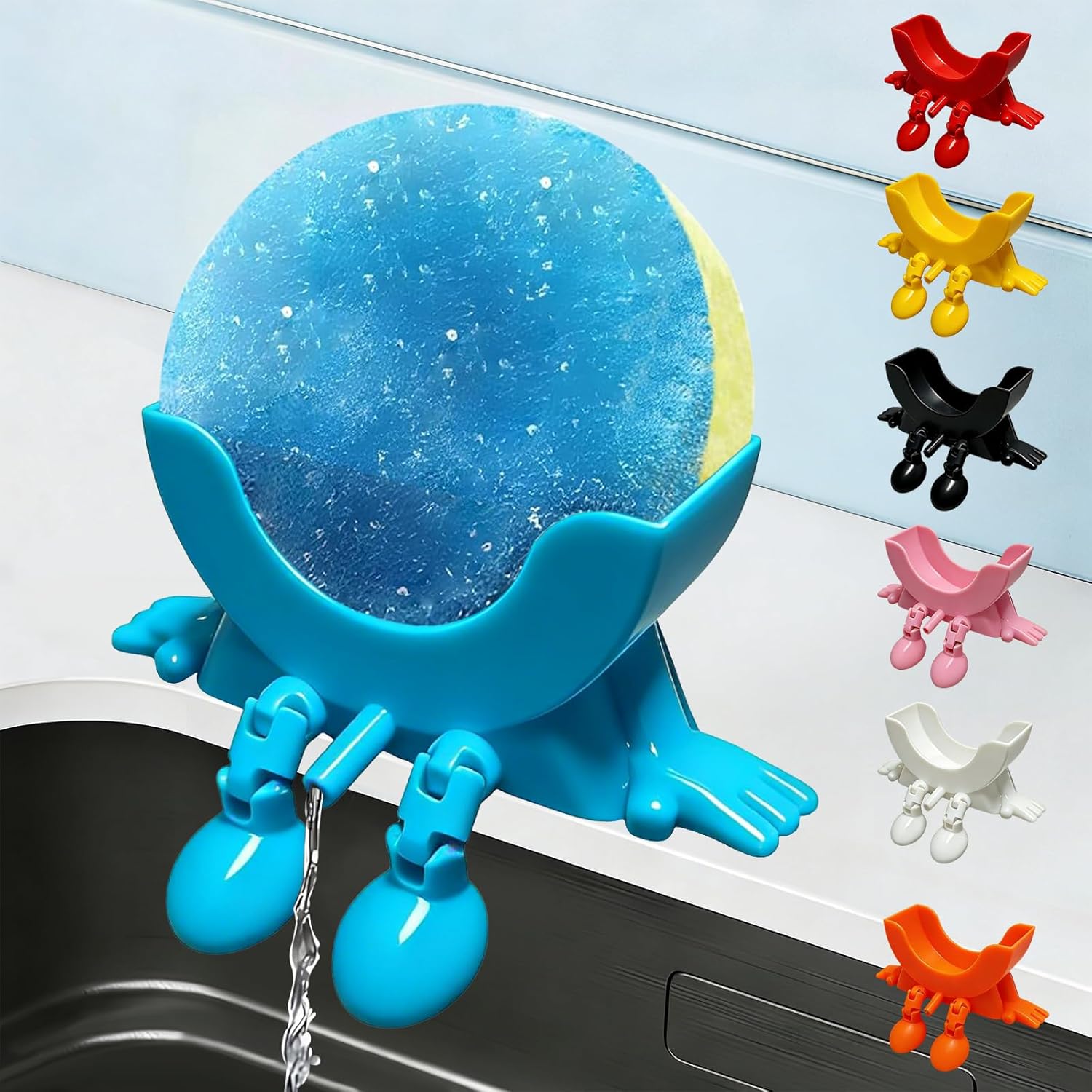 Cute Hanging Sponge Holder with Drainage,3D Printed Kitchen Funny Sponge Stand for Sink