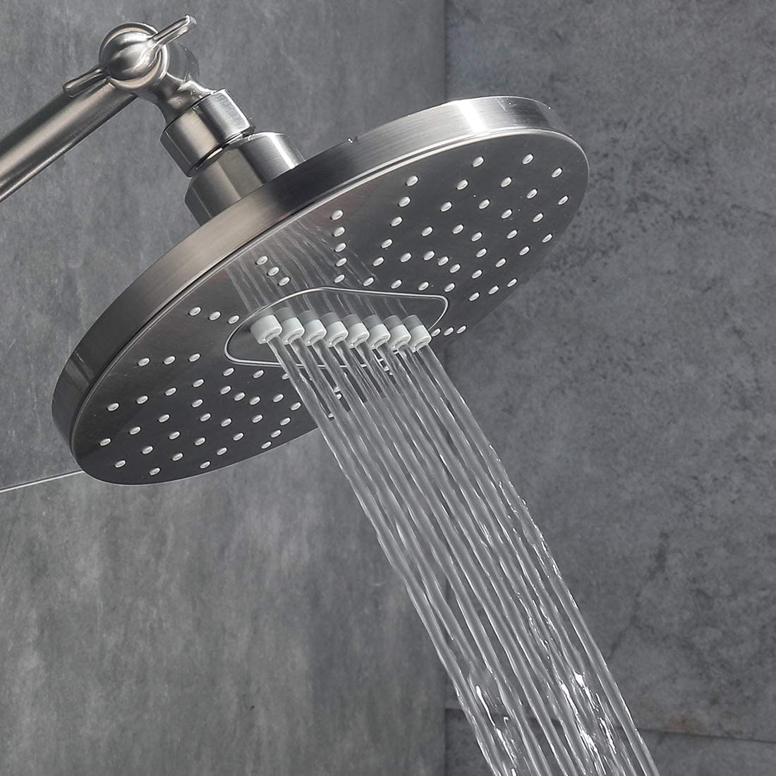 Bright Showers 6.3" 2-Spray Rainfall Shower Head with Adjustable Angles