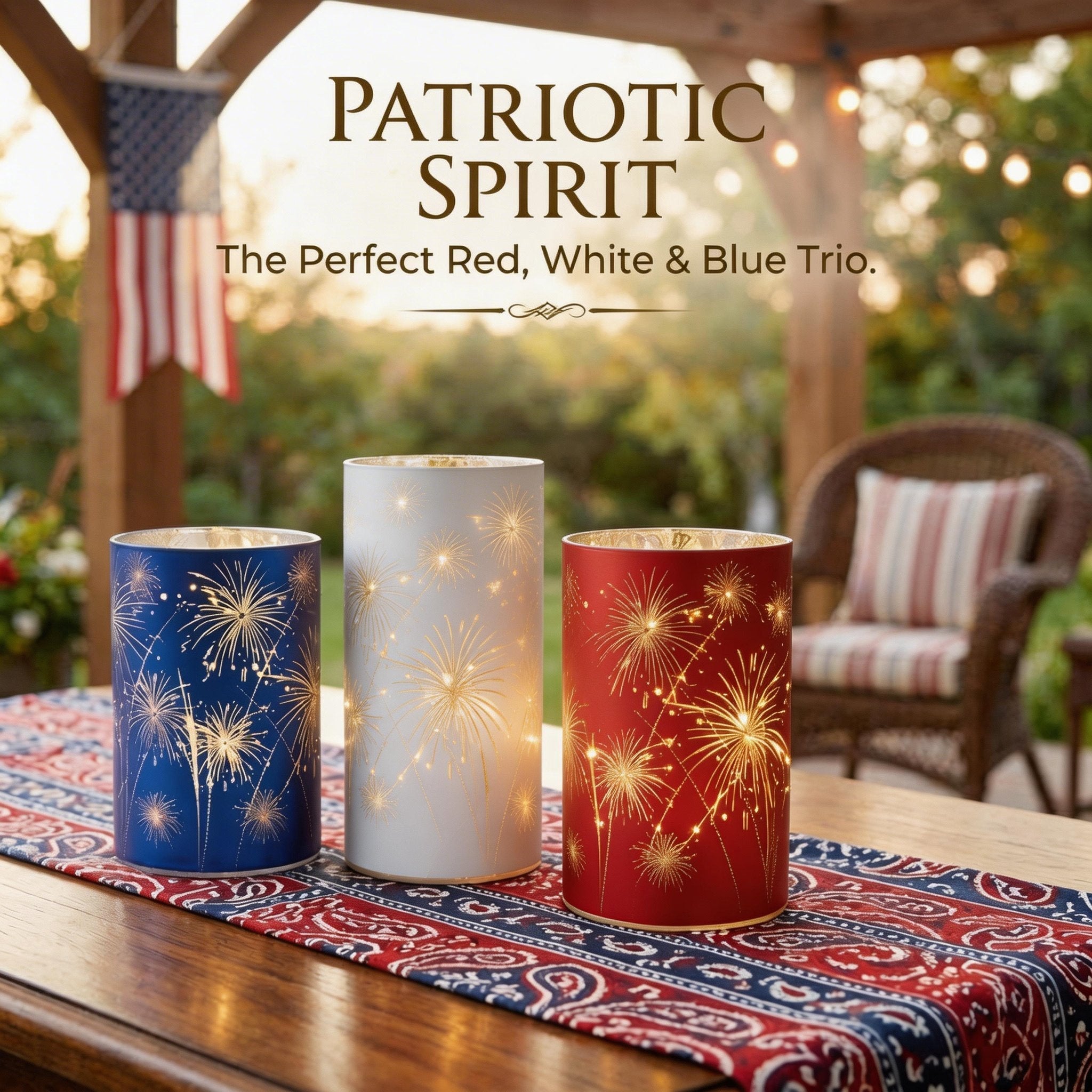 Patriotic Firework Lantern Set – Red, White & Blue Hanging Decorations for Parties & Celebrations