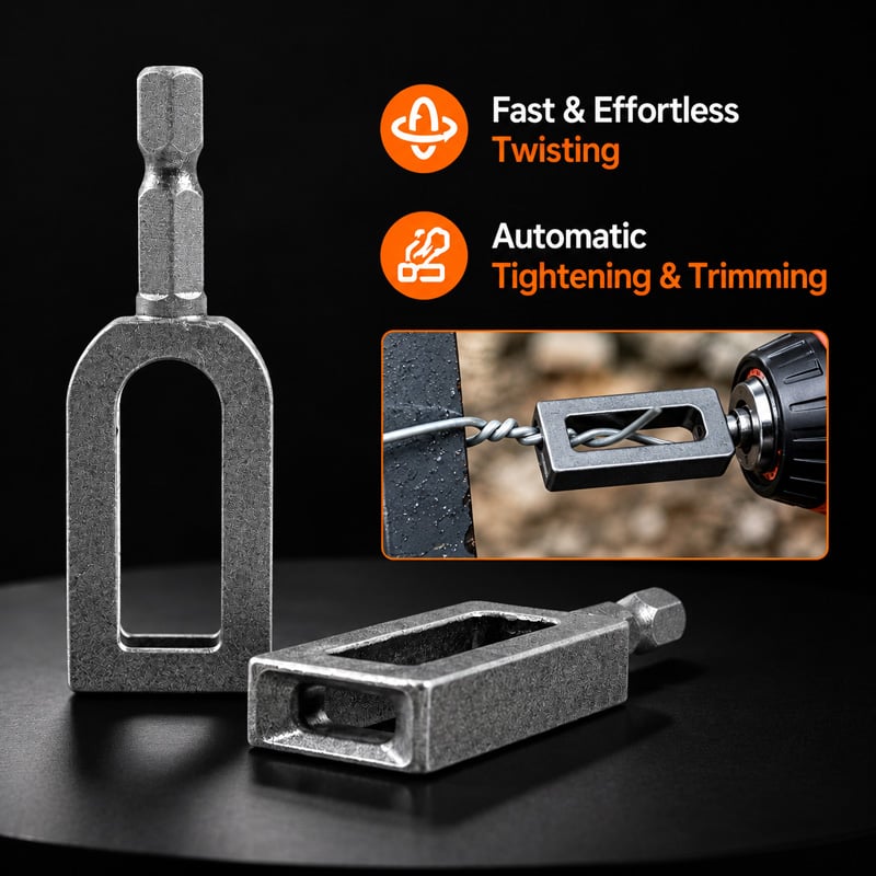 Drill‑Mounted Steel Wire Twisting Tool with Auto Trimming Function