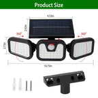 74 LEDs 3 Adjustable Solar Head Motion Sensor Flood Light