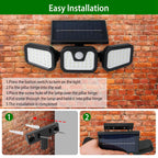 74 LEDs 3 Adjustable Solar Head Motion Sensor Flood Light