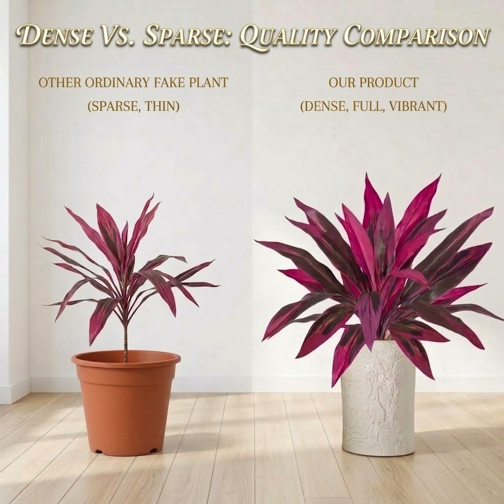 Vibrant Pink Purple Faux Boston Fern & Dragon's Blood Tree, Artificial Decorative Plants