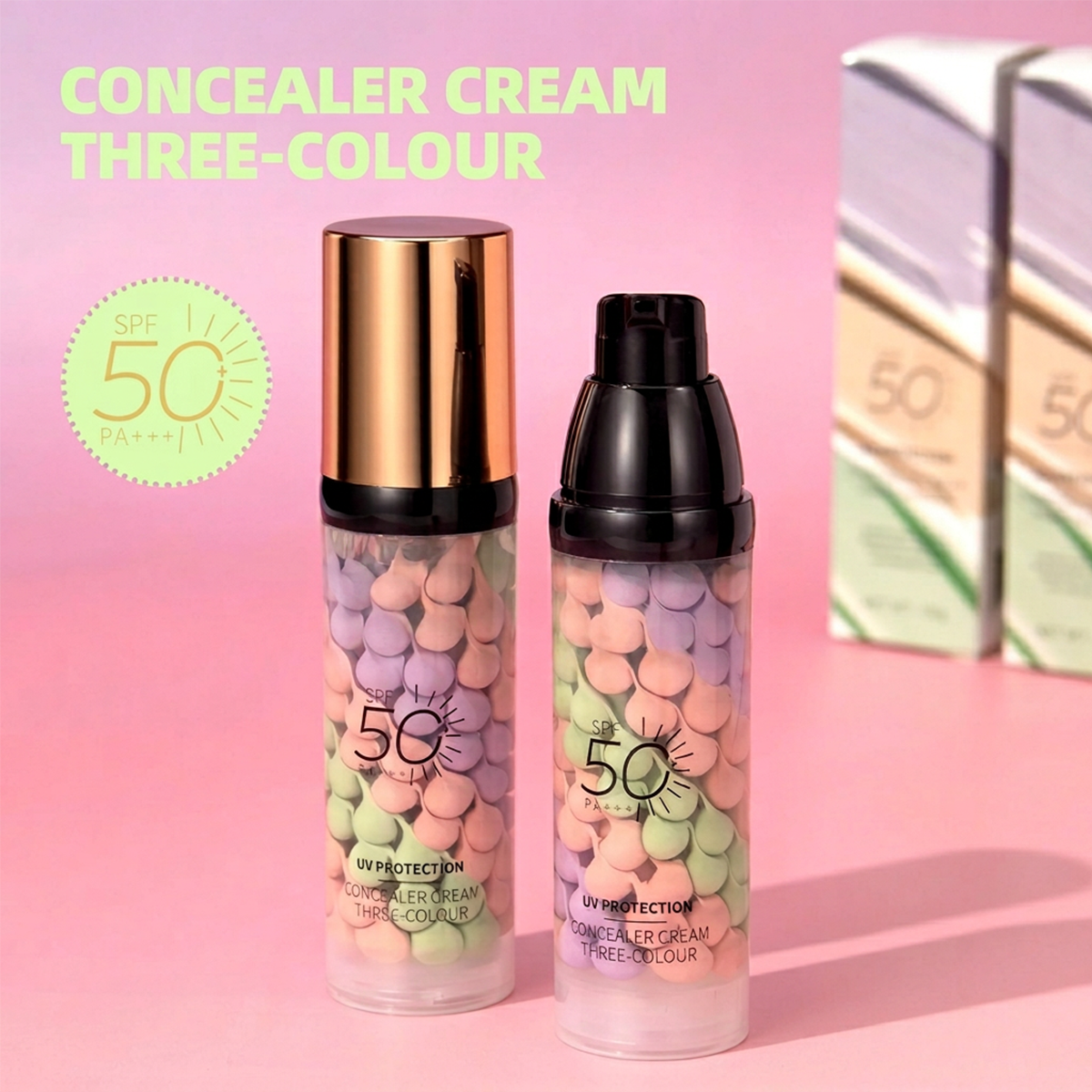 3-In-1 Color Correcting Primer SPF50, Brightening Oil Control Long-Lasting Makeup Base