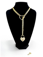 Bezel Heart Lock & Key Chain