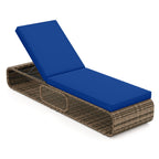 7-Position Adjustable PE Rattan Outdoor Chaise Lounge Chair