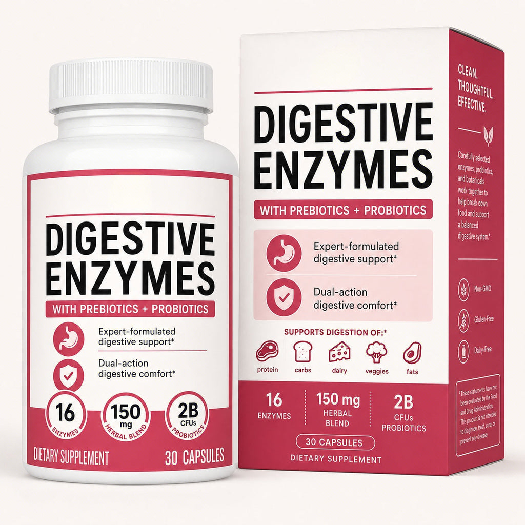 Digestive Enzyme Complex with Prebiotics & Probiotics – Daily Mealtime Comfort Support