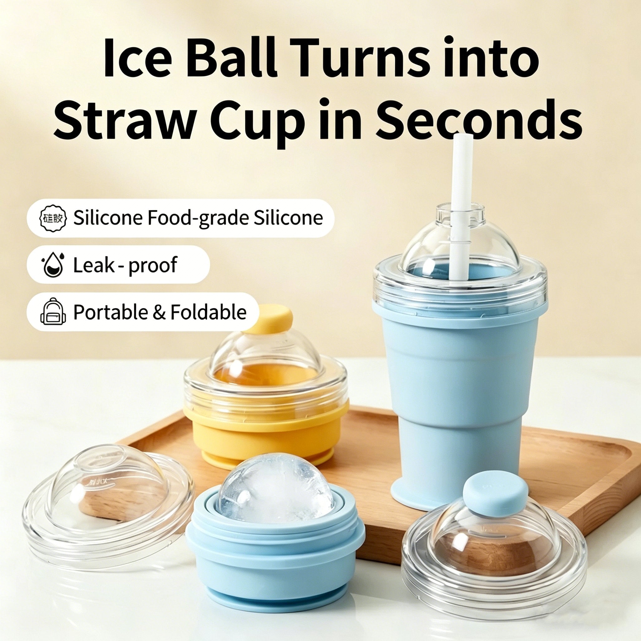 Foldable Silicone Ice Ball Drink Cup