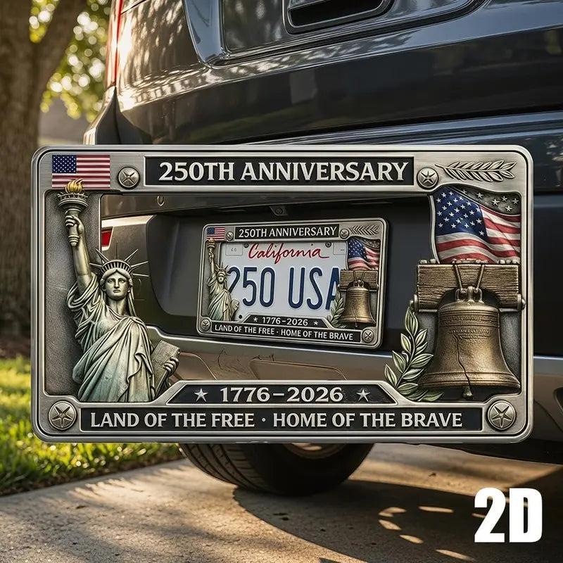 Patriotic Commemorative License Plate Frame for Vehicles