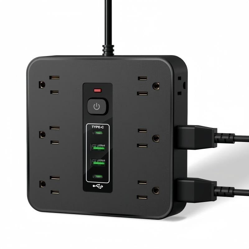 16-in-1 Power Strip with Switch & Surge Protection,ETL Listed Fireproof Power Strip