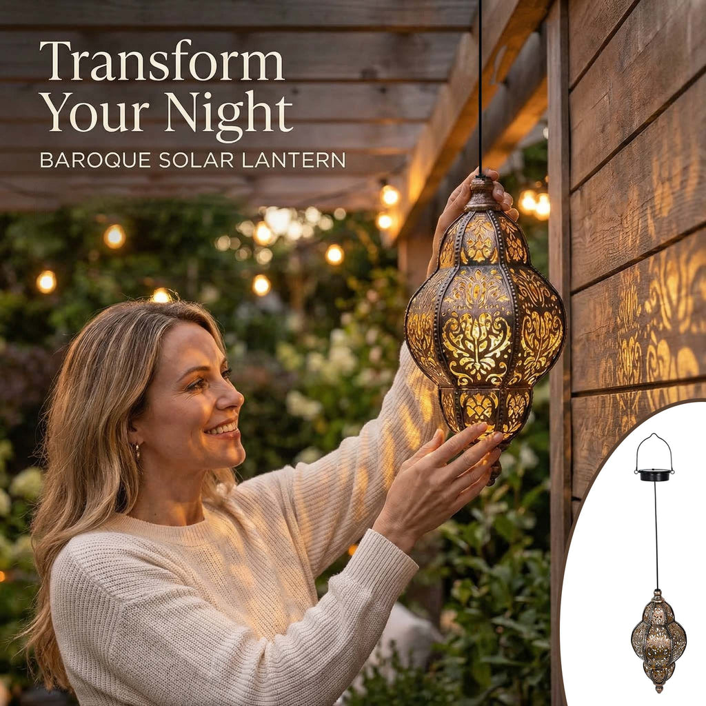 Baroque Style Solar Garden Lantern – Vintage Outdoor Light for Patio, Yard and Pathway Decor