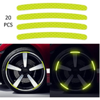 20PCS Wheel Adhesive Strips Stickers, Night Reflective Safety Decoration Strip for Car, Motocycle, Bicycle, Car Wheel Hub Reflective Sticker, Reflective Tape for Enhancing Car Wheel Safety