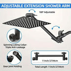 8-Inch High Pressure Showerhead with 11-Inch Adjustable Extension Arm