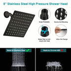 8-Inch High Pressure Showerhead with 11-Inch Adjustable Extension Arm