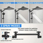 8-Inch High Pressure Showerhead with 11-Inch Adjustable Extension Arm