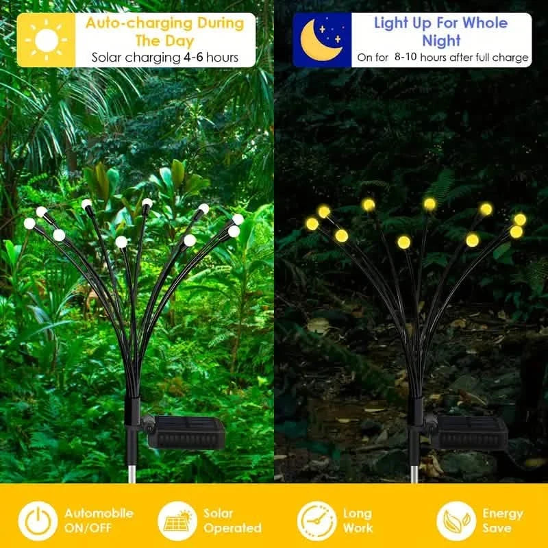 8 LED Solar Firefly Hanging Solar Lights