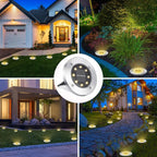 8-Pack: 8 LED Solar Disk Lights Waterproof Garden In-ground Pathway Lights