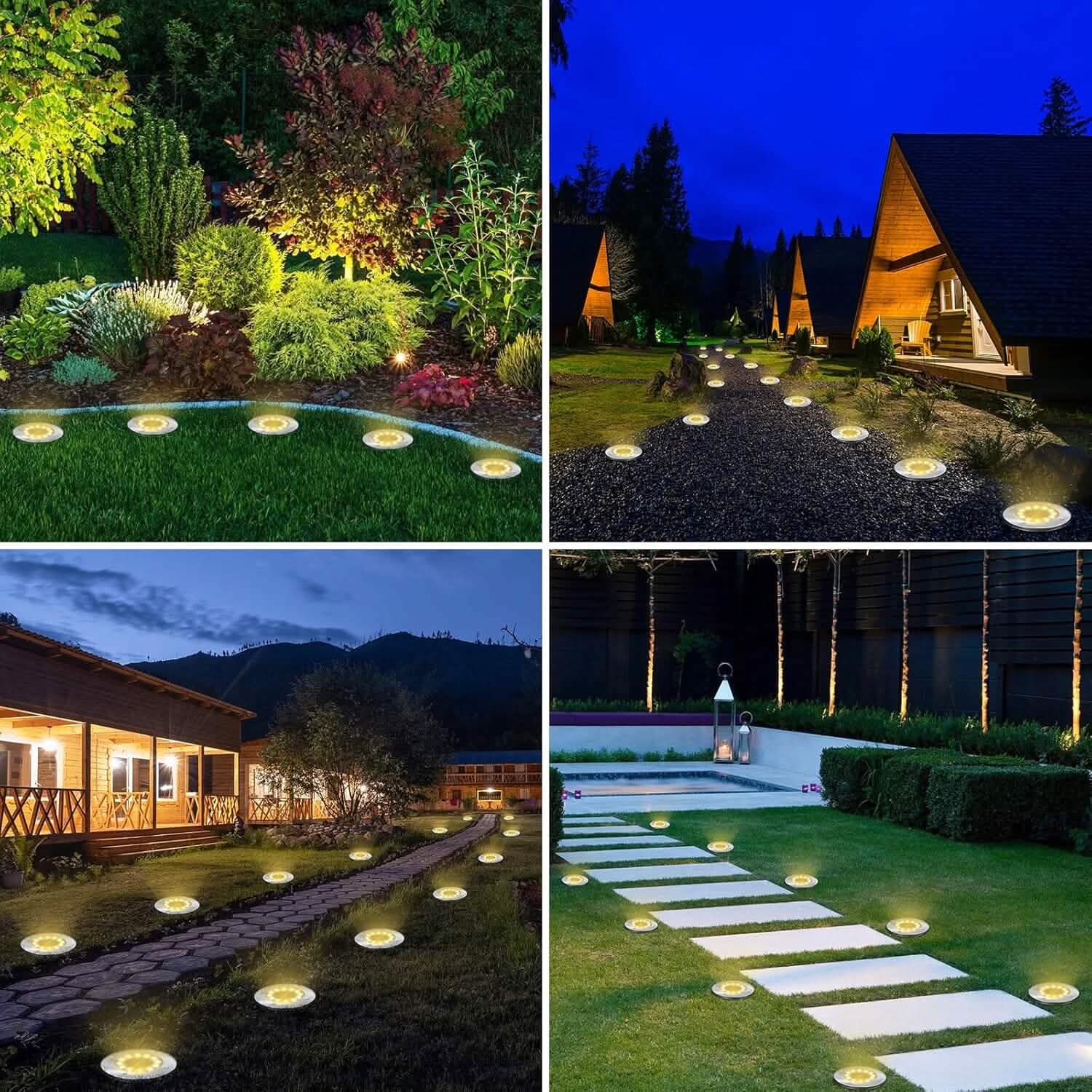 8-Pack: 8 LED Solar Disk Lights Waterproof Garden In-ground Pathway Lights