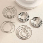 8-Pairs: Alloy Hoop Earrings Set