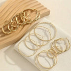 8-Pairs: Alloy Hoop Earrings Set
