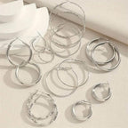 8-Pairs: Alloy Hoop Earrings Set