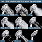 9-Spray Handheld Shower Head Set with Hose and Shower Arm Mount