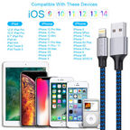 3 Pack 6FT Nylon Braided Lightening Charging Cables