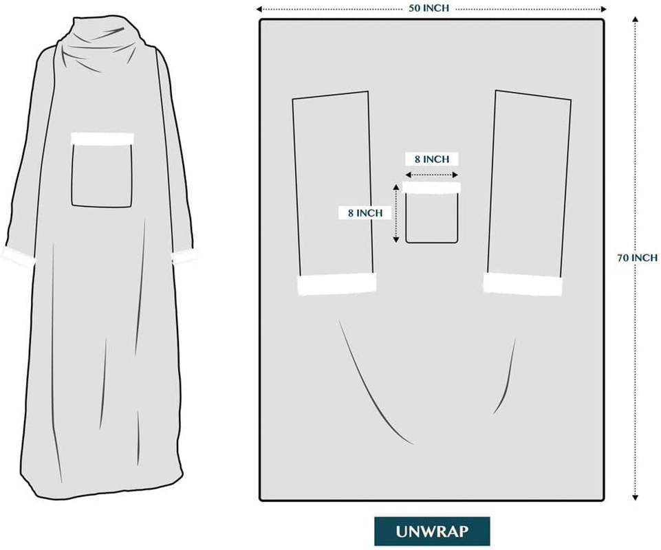 Deluxe Cozy Sherpa or Fleece Adult Wearable 70" Blanket with Sleeves for Men & Women