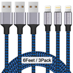 3 Pack 6FT Nylon Braided Lightening Charging Cables
