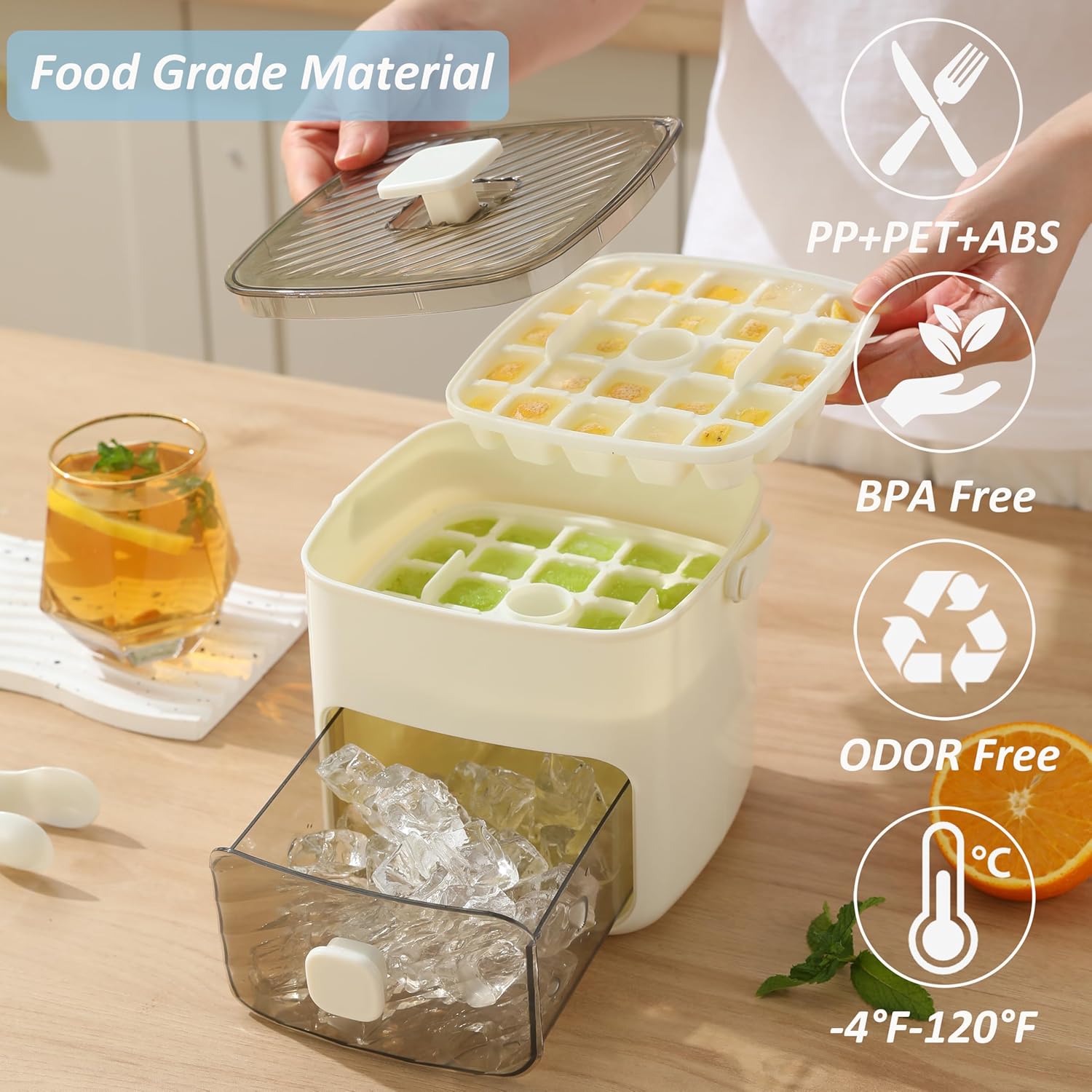 Portable Ice Maker with Lid and Storage Box (48 cubes) (2026 HOT SALE 50K+ SOLD!)