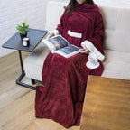 Deluxe Cozy Sherpa or Fleece Adult Wearable 70" Blanket with Sleeves for Men & Women