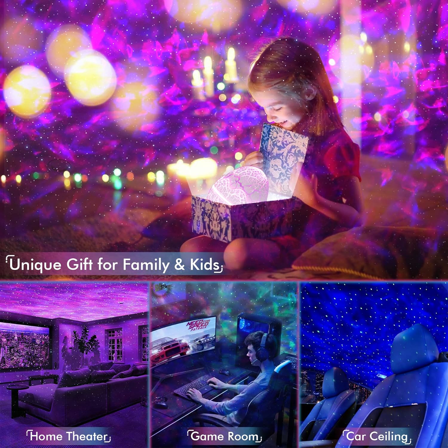 Hakol Star Projector + Bluetooth Speaker Combo for Bedroom