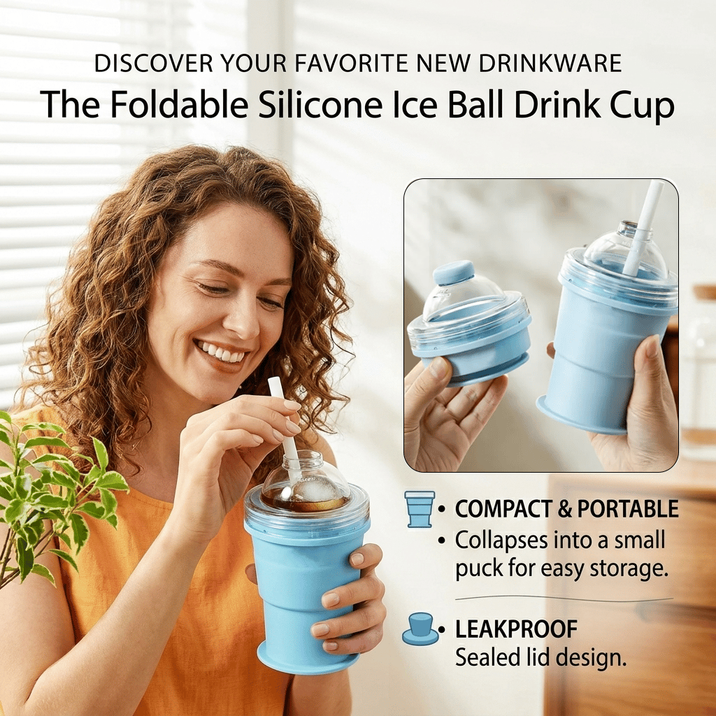 Foldable Silicone Ice Ball Drink Cup