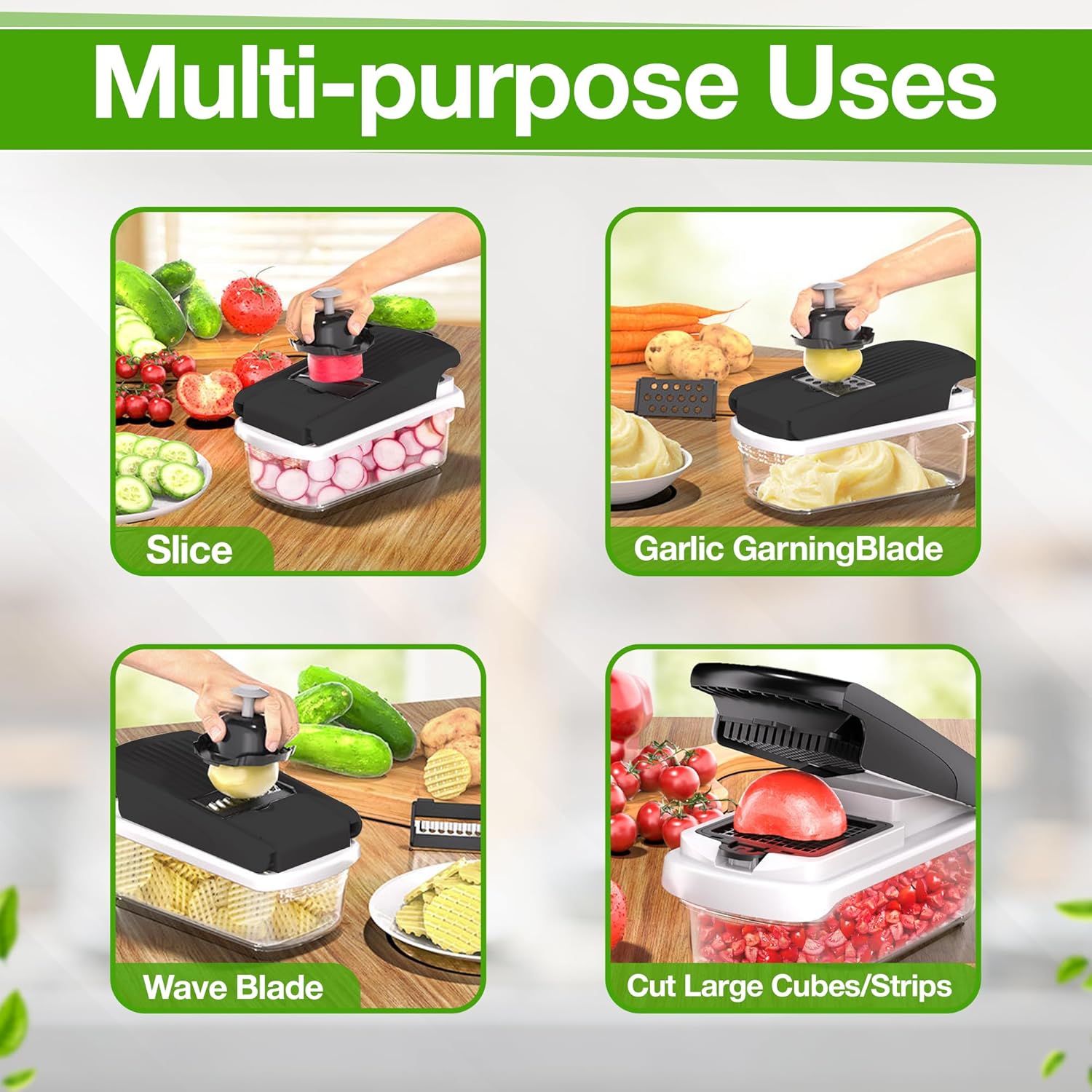 New -Series All -in-One,7 Blade Vegetable Chopper,Food Chopper,Vegetable 15 in 1 Slicer,Cutter Dicer,Mandoline Slicer for Kitchen,Multifunctional Kitchen Gadgets set with Container