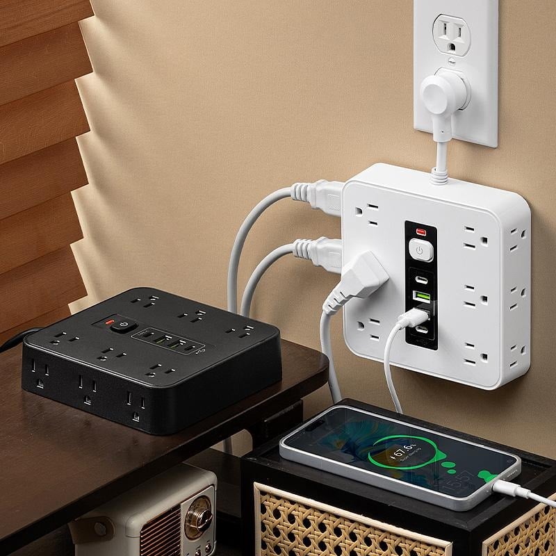 16-in-1 Power Strip with Switch & Surge Protection,ETL Listed Fireproof Power Strip