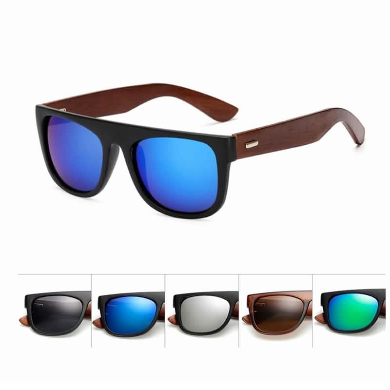 Bamboo Wooden Arms Sunglasses Men Women Black Sunglass